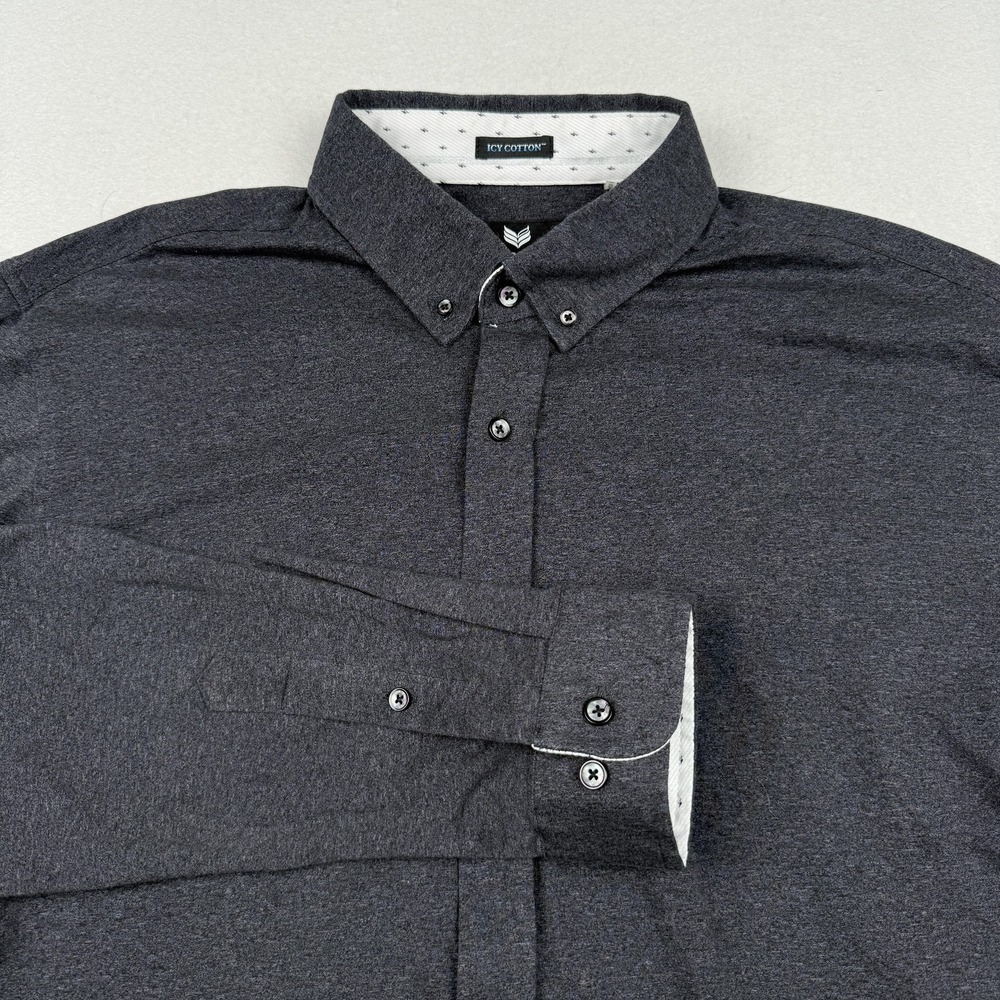 Buttercloth Shirt Mens XL Charcoal Icy Cotton Button Down Long Sleeve Casual